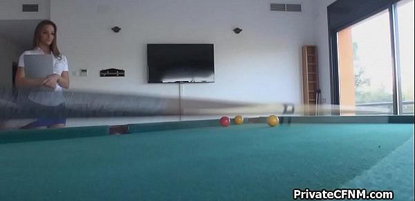  POV quickie with secretary on the pool table